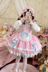 かわいいパーティー マルチレイヤー フリル 蝶結び スイート プリンセス ロリータ Jsk ドレス 2 色